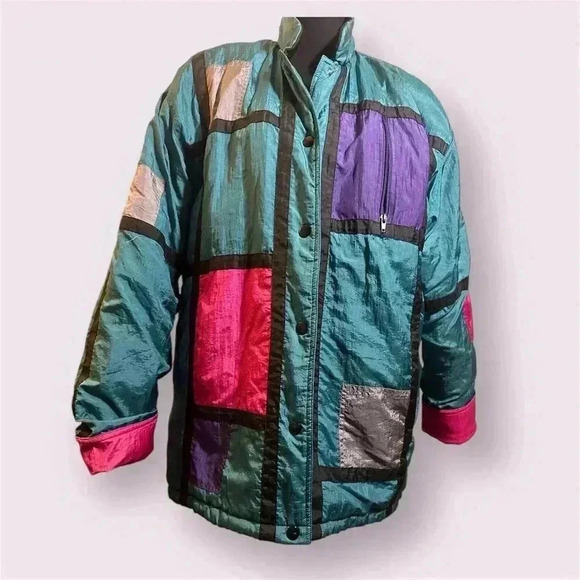 Spencer Douglas Colorful Geometric Pattern Jacket Vintage Retro 80s 90s - Picture 2 of 8